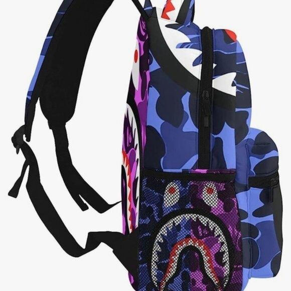 New Shark Teeth Backpacks Travel Daypack Bags For Kids (Blue Purple) - Picture 5 of 10